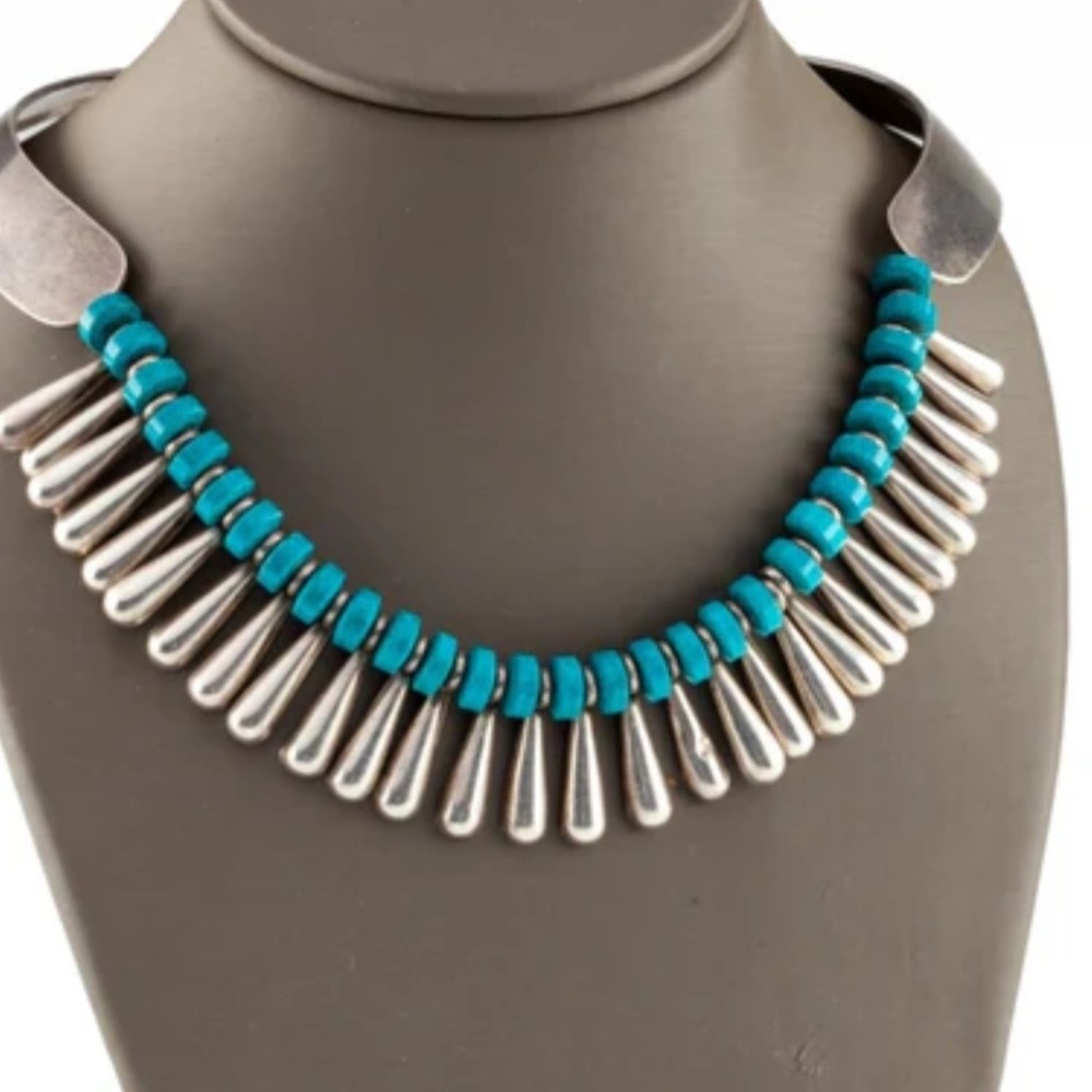 Taxco Sterling & Turquoise Bead Necklace